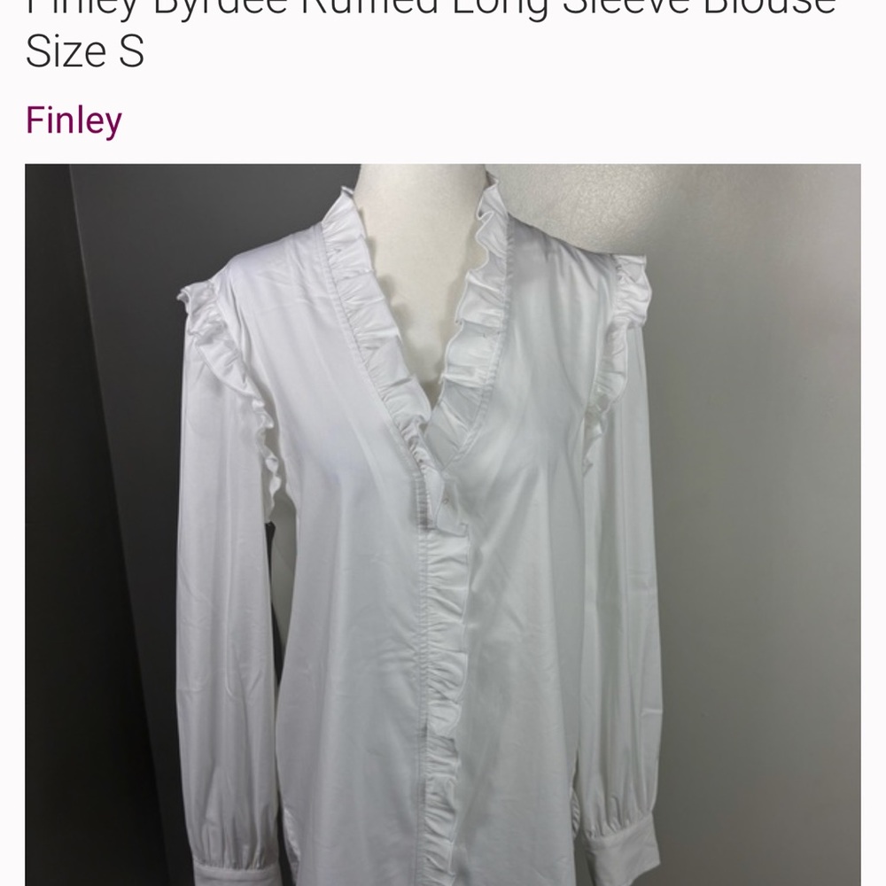 Perfect condition Finley Classic White Blouse with Ruffles - Picture 2 of 11